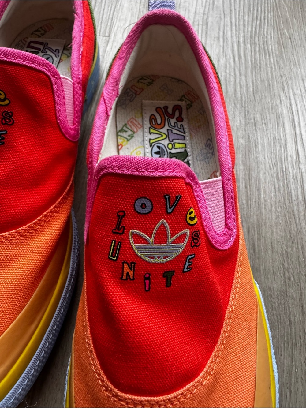 adidas Multicolor Slip-On Sneakers in Red, Orange, Pink and Yellow - Picture 2 of 13